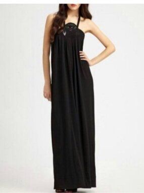 Elegant Black Halter Maxi Dress
